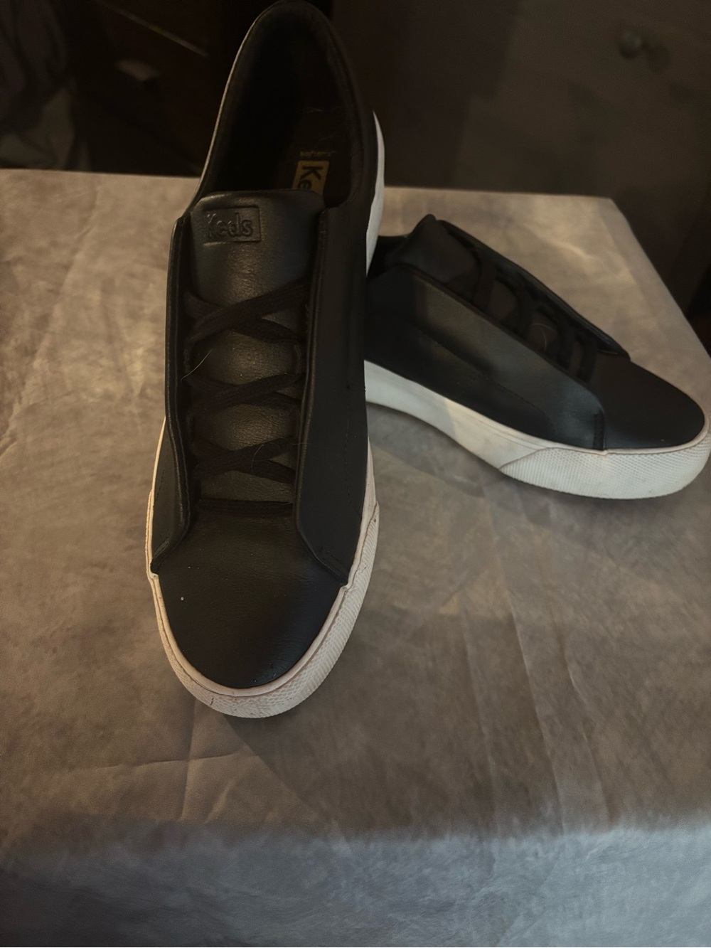 Keds Women's Black Slip-On Athletic Sneakers with White Soles - Picture 2 of 3